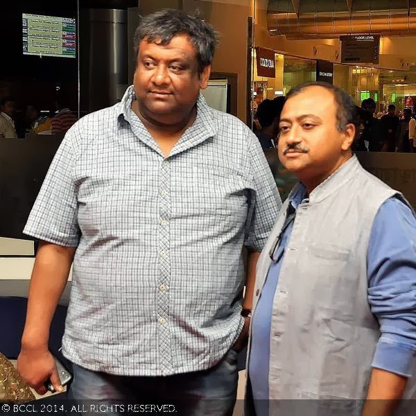 Kaushik Ganguly and Avijit during a Bengali movie Obhishopto Nighty's premiere in Kolkata.