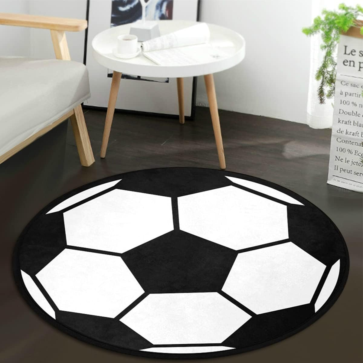 soccer ball area rug in room