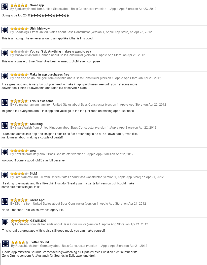 Bass Consuctor: First User reviews