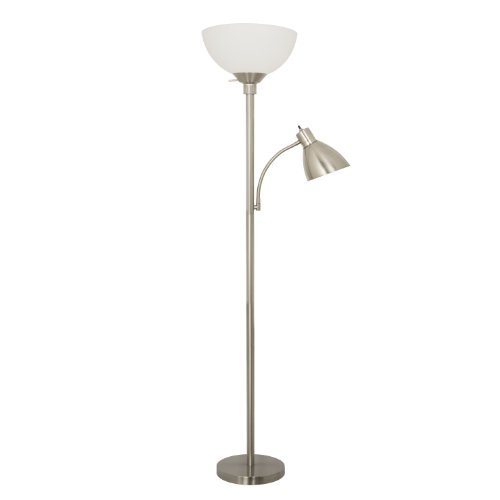 Home Design 150 Watt Floor Lamp with Side Reading Light (Satin Nickel)