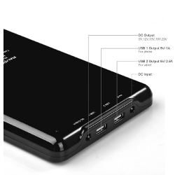 RAVPower Xtreme 23000mAh 3-Port Portable External Battery Charger with Multi-Voltage 9V/12V/16V/19V/20V - LCD Display