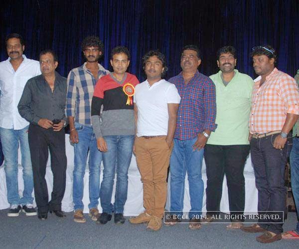 Cast and crew of Adhyaksha at the press meet of the movie. 