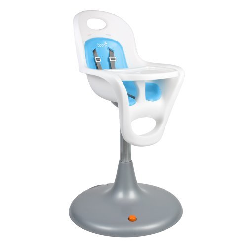 Boon Flair Pedestal Highchair with Pneumatic Lift, Coconut Seat/Blue Raspberry Pad