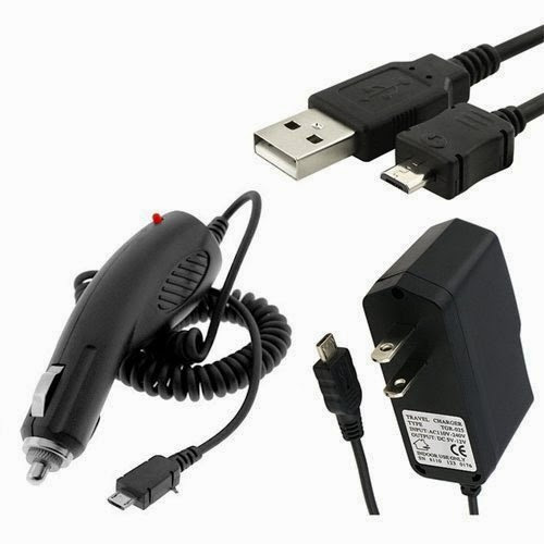  New Combo Rapid Car Charger + Home Wall Charger + USB Data Charge Sync Cable for Samsung Gusto 2 U365 (Verizon)
