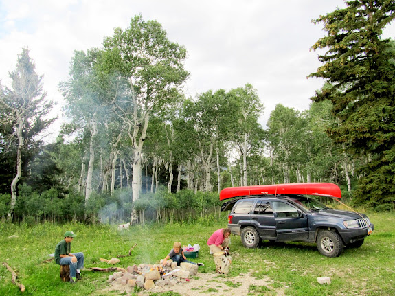 Making dinner near Grassy Lake