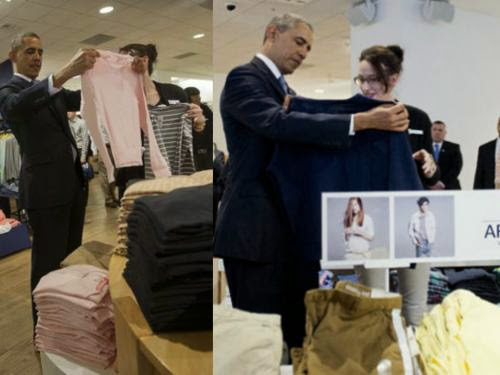 Funky President Obama Shops For His Ladies At Gap Store