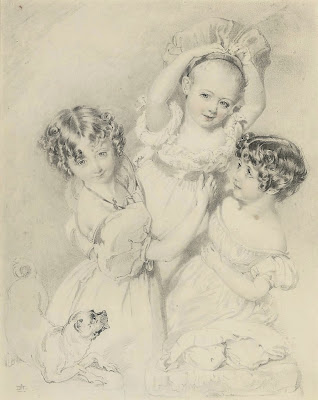 Daniel Maclise - Three children playing with a pug