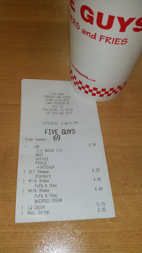 Fast Food Restaurant «Five Guys», reviews and photos, 2445 Truxtun Rd, San Diego, CA 92106, USA