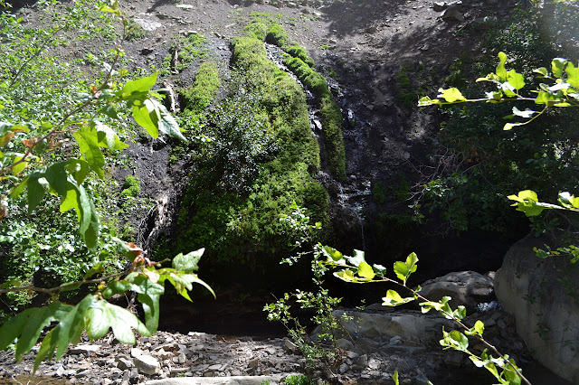 water pouring out the side of the canyon