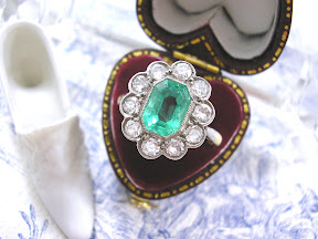 Art Deco Colombian Emerald Diamond Ring 18ct Gold Platinum 3.5cts