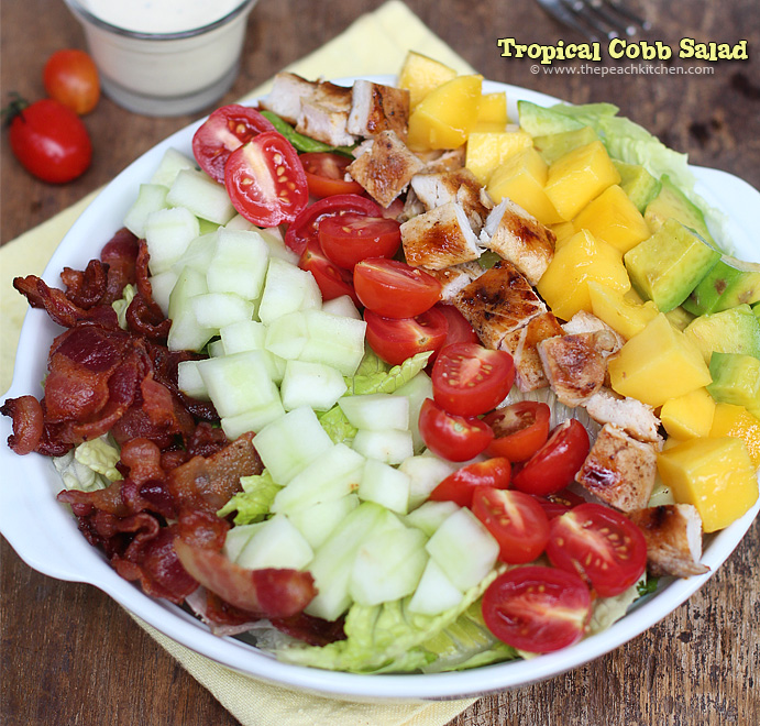 Tropical Cobb Salad with Garlic Dressing | www.thepeachkitchen.com