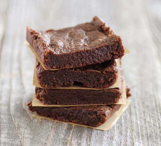 close-up photo of a stack of Eggless Avocado Brownies