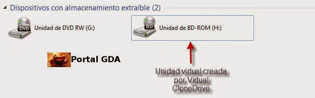 unidad virtual creada por virtual cloneDrive