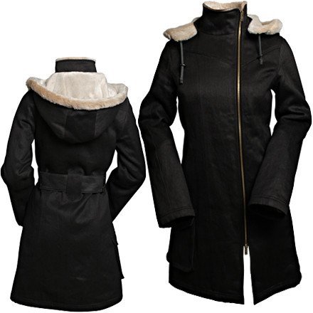Hemp Hoodlamb Long Hoodlamb Jacket - Women's Black, L