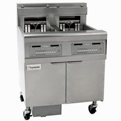  208V 3 Phase Frymaster FPEL117-2C 30 lb. Split Pot Electric Floor Fryer - 17 kW