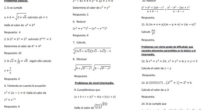 MATEMÁTICA EN PERÚ: Problemas Variados De Productos Notables