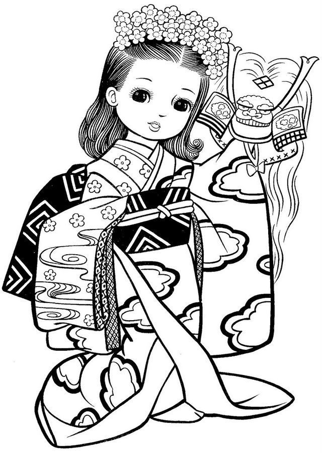 Desenho de Boneca Japonesa para colorir  Desenhos para colorir e imprimir  gratis