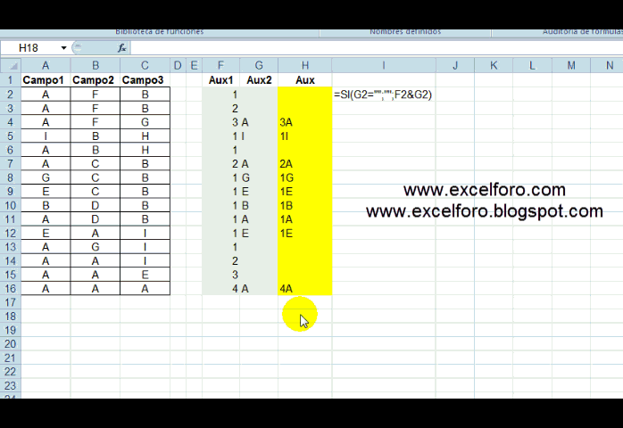 Contando secuencias en un rango de Excel.