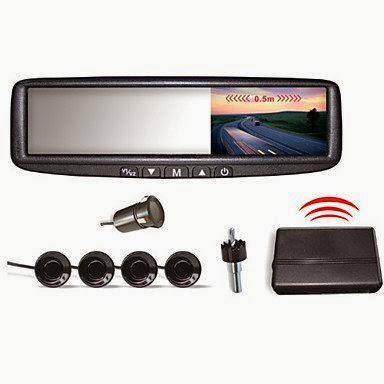  Car Rearview Mirror with 4.3 Inch LCD Screen and 4 Wireless Parking Sensors (Buzzer Alarm) , White