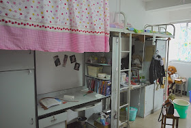 inside a female dormitory room at Central South University of Forestry and Technology in Changsha, China.
