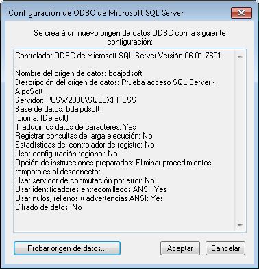 Acceso a tabla de SQL Server Express desde Microsoft Access usando ODBC