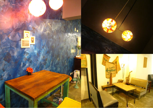 這就是蝕印那幅藍牆紅燈的景緻，台中咖啡館-蝕印