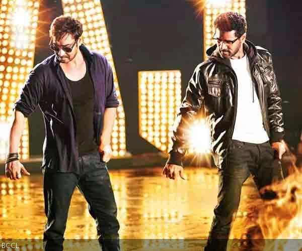 Ajay Devgn's action-packed groove matches Prabhu Deva's Jackson-like moves in this exclusive still from Action Jackson. 