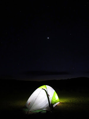 My tent at night