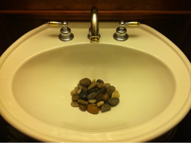 Dixie Of All Trades Added River Rocks To My Guest Bath Sink - Why Put Rocks In The Bathroom Sink