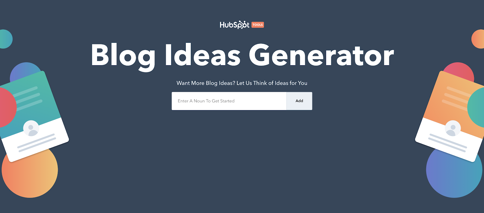 Hubspot blog ideas generator within the bluish-gray background.