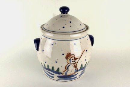  Polish Pottery Snowman Cookie Jar