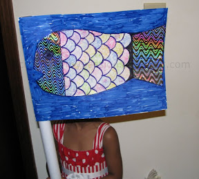 Koinobori Paper Flag: Use Gift wrap cardboard as pole