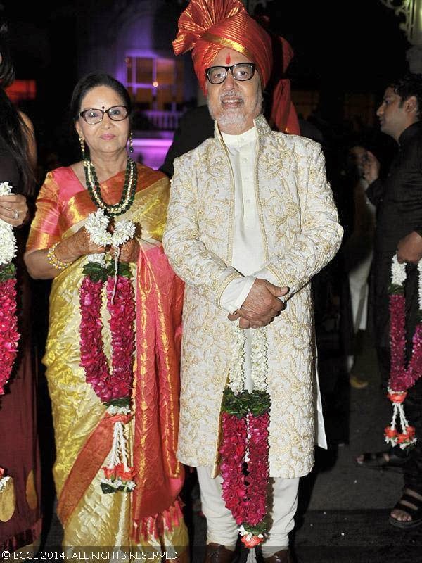 Veera and Trilok Singh Loomba during daughter Raageshwari's wedding with Sudhanshu Swaroop, held in Mumbai, on January 27, 2014.