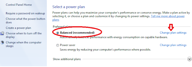 Windows 7 power options