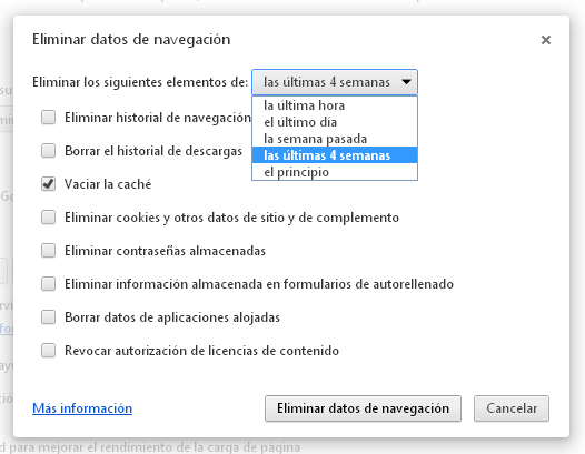 borrar datos del navegador chrome