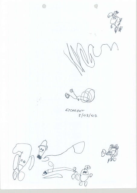 escargot : dessin de Eve 5 ans 8/03/2007