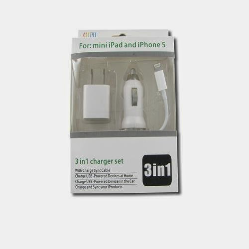  Mini 3 In1 Charger For Apple Lighting Iphone 5  &  Ipod Touch 5 (With Package)