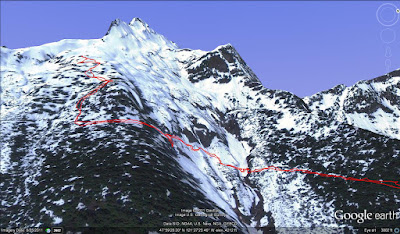 The major crossings and the end of our hike up - not quite to Foggy Lake