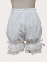<br />AvaLolita Women's Cute White Sweet Lolita Bloomers with Tiered Ruffled Legs