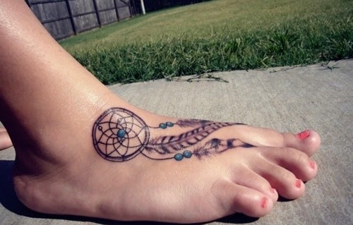 Dreamcatcher Tattoos on feet or on foot