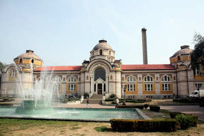 Building and fountain in Sofia Bulgaria