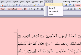 Software add in Quran in Word 2003, 2007, 2010