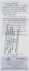 Verso do impresso da SBB, com carimbo da Igreja Cristã Betânia
