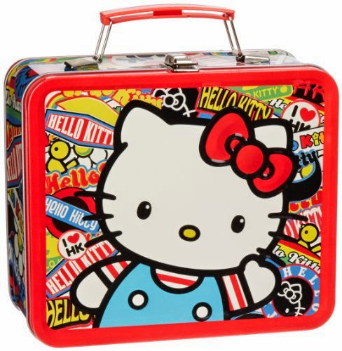  Hello Kitty Sticker SANLB0045 Childrens School Lunchbox,Red/Beige/Blue,One Size