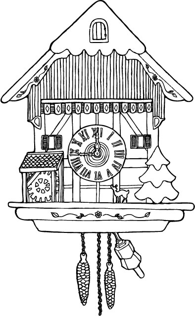 Cuckoo Clock Page Coloring Pages