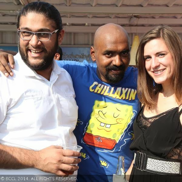 Amul, Deepak and Estelle during a poolside party at Royal Orchid, in Bangalore. 