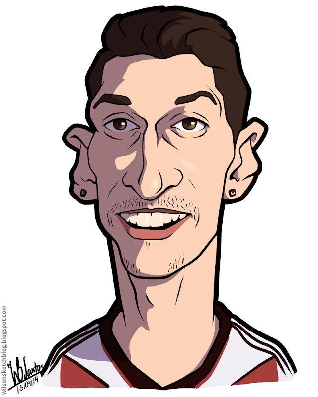 Cartoon caricature of Mesut Özil. Cartoon caricature of Mesut Özil.