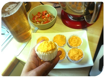 Muffins de atún con crema de zanahoria