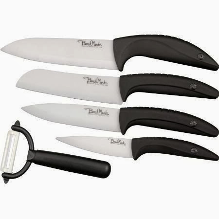 Benchmark Knives K023 Two Piece Ceramic Kitchen Set with Contoured Black Rubber Handles