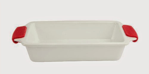  Paderno 12-inch Rectangular Baking Dish With Silicone Grip - White Porcelain